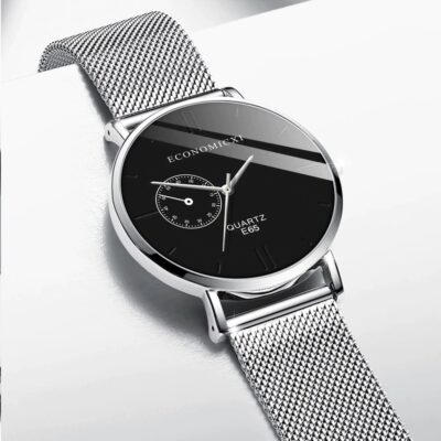 reloj para hombre con pulsera metalica negro