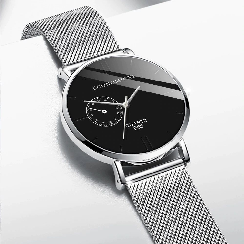 reloj para hombre con pulsera metalica negro